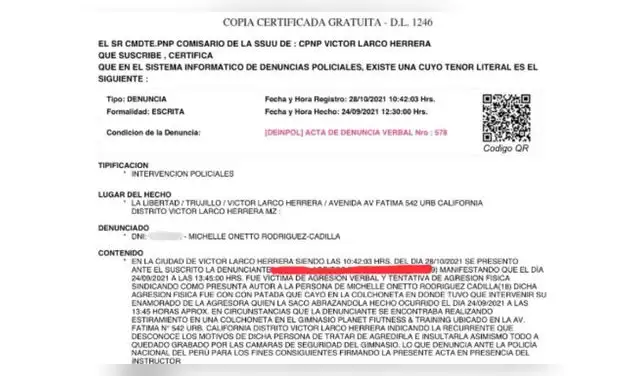 Esta es la denuncia contra Michelle Onetto. Esta es la denuncia contra Michelle Onetto.