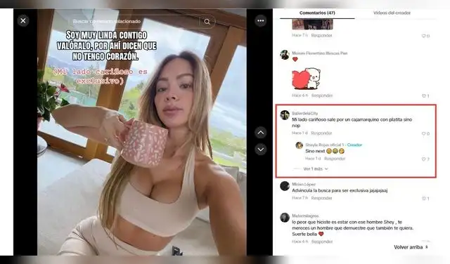 Comentario de Sheyla Rojas a usuaria. Comentario de Sheyla Rojas a usuaria.