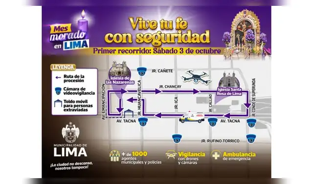 El recorrido comenzará en la Iglesia de las Nazarenas, pasando por avenidas importantes, incluyendo Tacna y Emancipación, asegurando un tránsito ordenado para todos los participantes.