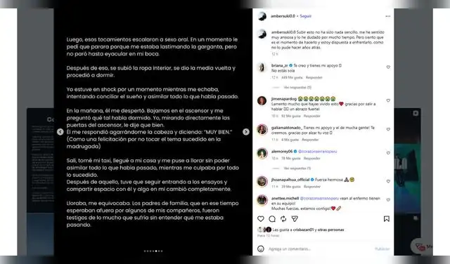 Denuncia de la víctima contra Jeremy Iturri.