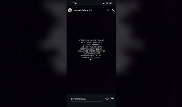 Comunicado de Diego Chávarri. Comunicado de Diego Chávarri.
