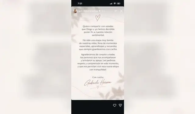 Comunicado de Gabriela Herrera. Comunicado de Gabriela Herrera.