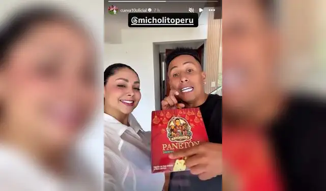 Pamela Franco y Christian Cueva promocionan su nueva marca de panetón 'Mi cholito' con su caricatura.