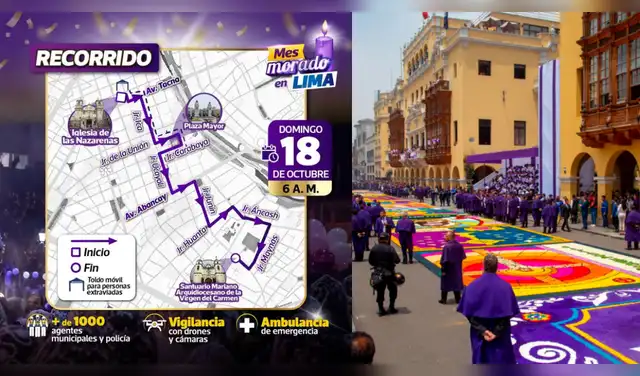 Señor de los Milagros: ruta del segundo recorrido del 18 de octubre y homenaje con alfombras florales en Lima.