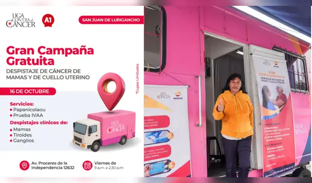 Liga Contra el Cáncer realizará campaña gratuita de despistaje en San Juan de Lurigancho este 16 de octubre. Foto: Composición EP.
