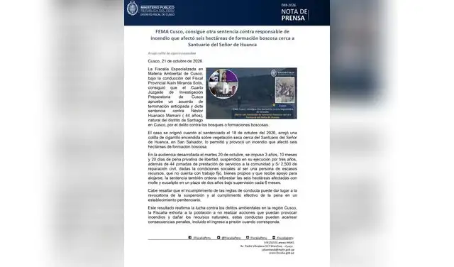 El fiscal Alaín Miranda Solís informó que, además de estos casos, existen 70 investigaciones más por incendios forestales en la región, donde se reportan elevados daños a los recursos naturales.