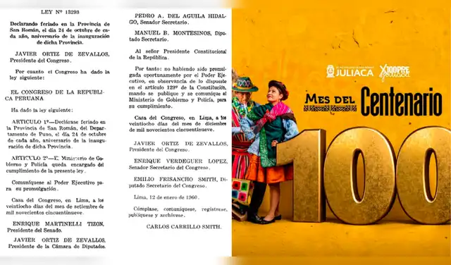 Juliaca celebra el centenario de San Román. Foto: Composición EP.