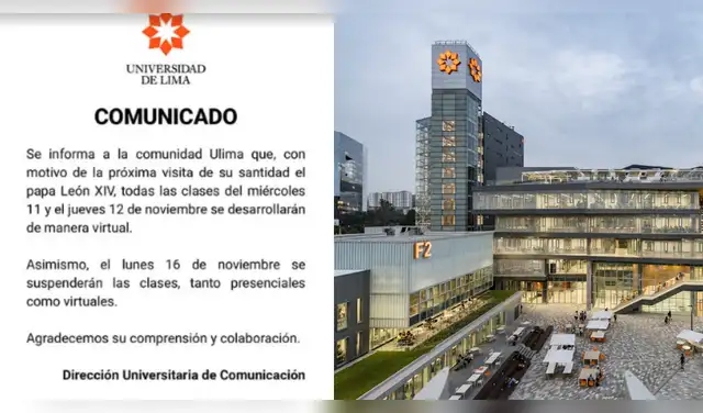 Universidad de Lima suspende clases por visita del papa León XIV: fechas y comunicado.