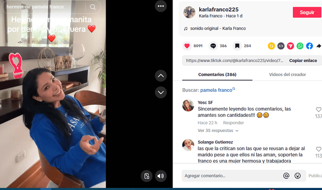 <em>Pamela Franco se muestra en otra faceta con su hermana. Captura: TikTok</em>   
