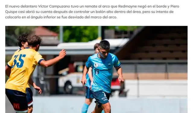  Información sobre Piero Quispe en el amistoso. Foto: Sydney FC   