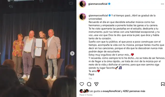 <em>GianMarco se muestra orgulloso de su hija. Captura: Instagram</em> <em>GianMarco se muestra orgulloso de su hija. Captura: Instagram</em>