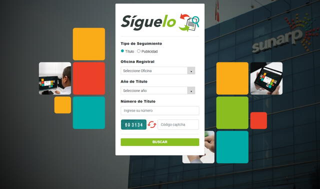 Plataforma virtual de la Sunarp "Síguelo".   