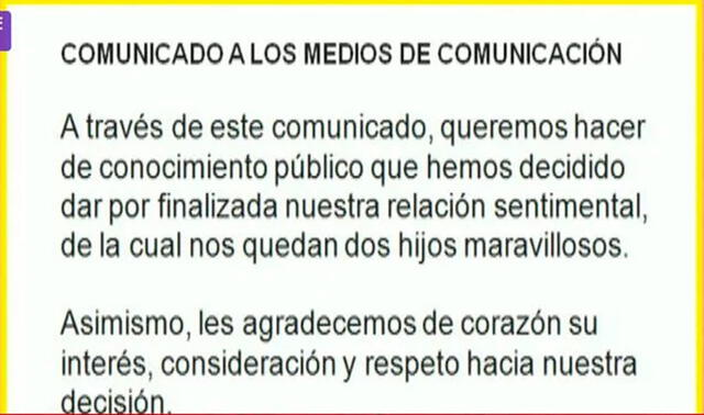  Tilsa Lozano emitió un comunicado dando a conocer su separación con Miguelón. Foto: Difusión   