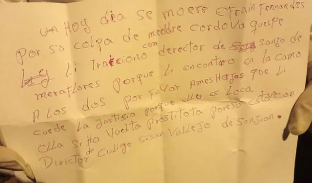 La aterradora carta que se halló en el edificio. 