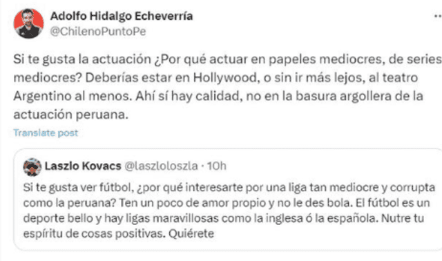 Adolfo Hidalgo responde a Laszlo Kovacs. 