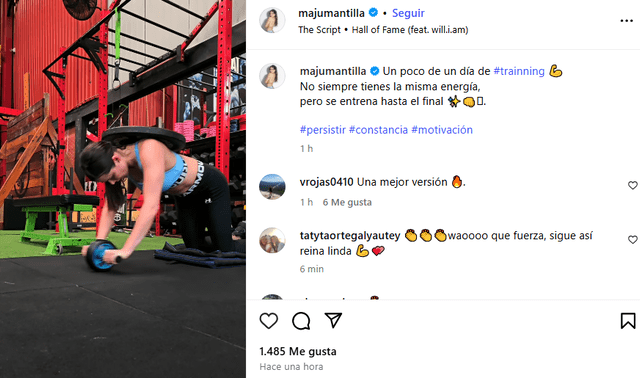 <em>Maju Mantilla se muestra valiente. Captura: Instagram</em>   