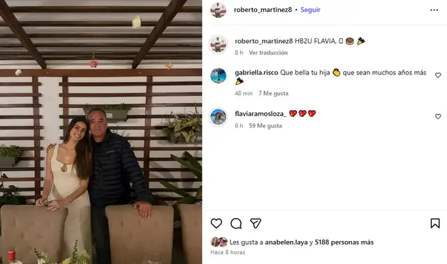 <em>Roberto Martínez dedica especial publicación a Flavia Ramos. Captura: Instagram</em>   