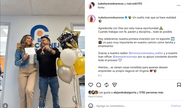 Isabel Acevedo y su esposo dan importante paso.