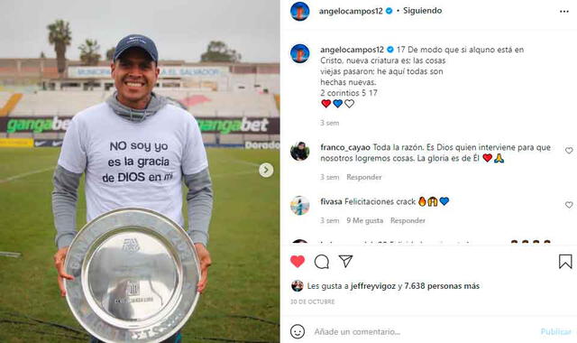´Ángelo Campos agradeció a Dios cuando Alianza Lima ganó la Fase 2 - FUENTE: Instagram.   