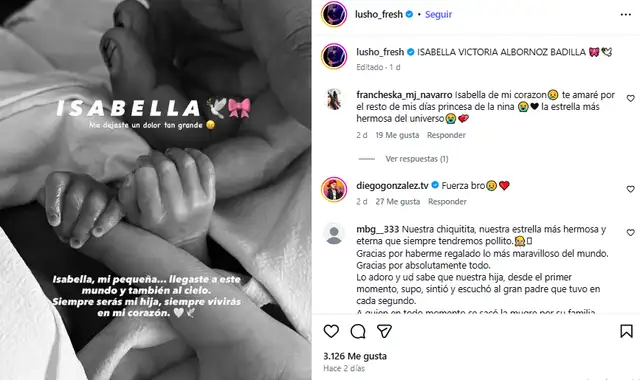 Cantante lamenta la muerte de su hija recién nacida.