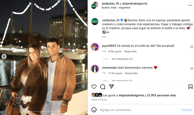 <em>Said Palao sorprendió a Alejandra Baigorria con publicación. Captura: Instagram</em> <em>Said Palao sorprendió a Alejandra Baigorria con publicación. Captura: Instagram</em>
