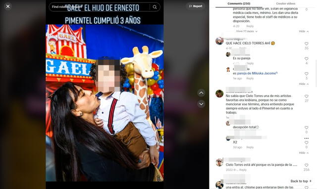 Usuarios cuestionaron imagen en la que aparece Cielo Torres con el hijo de Miluska Jácome y Ernesto Pimentel