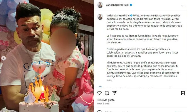 Tomate Barraza y Vanessa López celebraron el cumpleaños de su hija por separado.