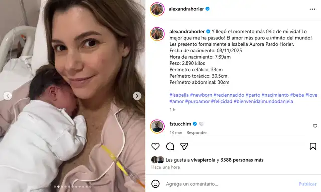  Alexandra Hörler trajo al mundo a su primer bebé 