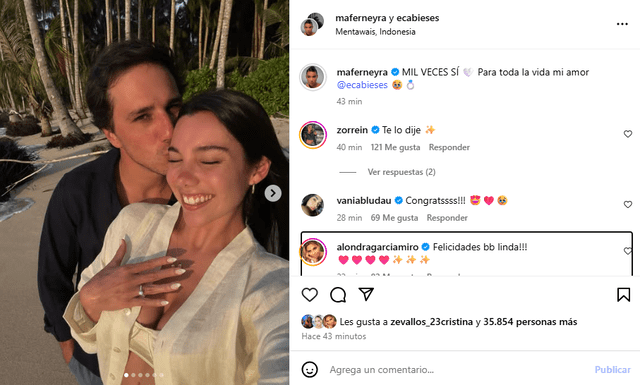 Mafer Neyra anuncia su compromiso con Ernesto Cabieses Mafer Neyra anuncia su compromiso con Ernesto Cabieses