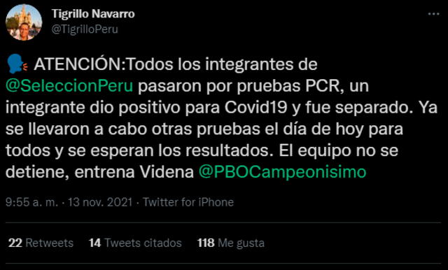 Información del periodista Carlos Alberto Navarro - FUENTE: Twitter.   