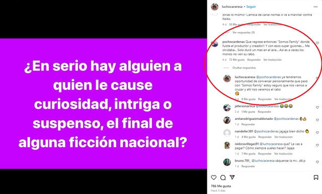 Lucho Cáceres se mecha con usuario en Instagram. 