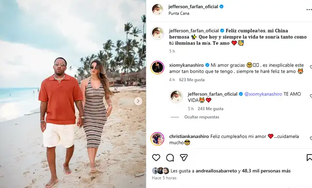 <em>Xiomy Kanshiro y Jefferson Farfán se van a Punta Cana. Captura: Instagram</em>   