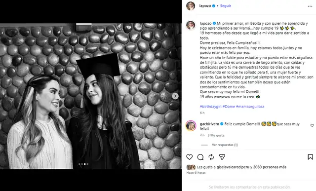 Ethel Pozo dedica especial mensaje a su hija.
