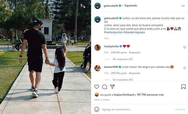 El mensaje de Rodrigo Cuba para su hija. | FUENTE: Instagram.   