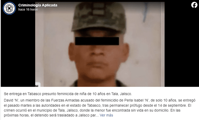 Militar asesina a niña de 10 años, quien intentó defender a su madre.