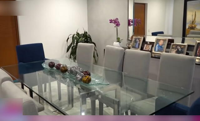 Comedor de la casa de Maju Mantilla. Foto: Captura América TV.    