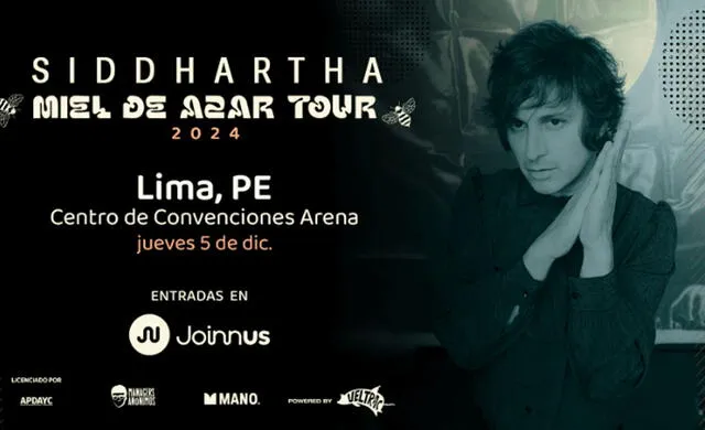 Siddhartha se presentará en el Centro de Convenciones Arena.  