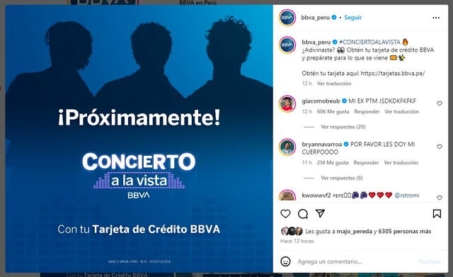 Publicación de BBVA sobre posible concierto de Jonas Brothers.