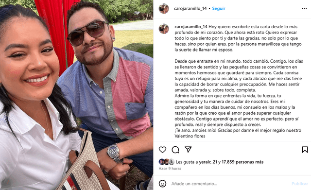 <em>Esposa de Paul Flores le dedica sentida publicación. Captura: Instagram </em> <em>Esposa de Paul Flores le dedica sentida publicación. Captura: Instagram </em>