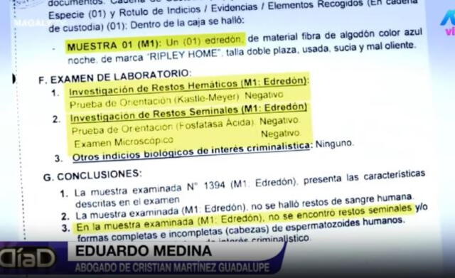 Exámenes forenses refutan la acusación de violación contra Cristian Martínez Guadalupe, según su madre Cecilia. Infobae Perú / Captura TV - Día D. Exámenes forenses refutan la acusación de violación contra Cristian Martínez Guadalupe, según su madre Cecilia. Infobae Perú / Captura TV - Día D.