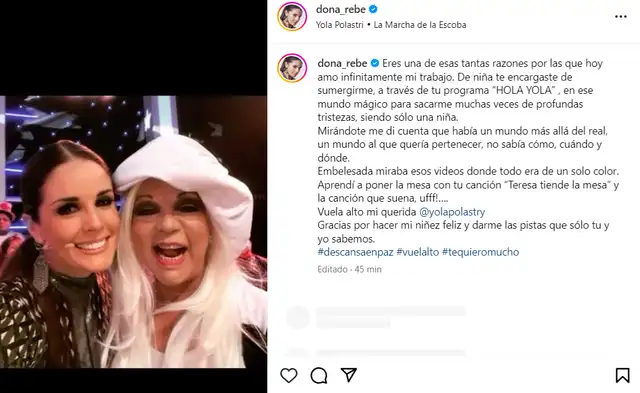 Rebeca Escribens se despide de Yola Polastri.  