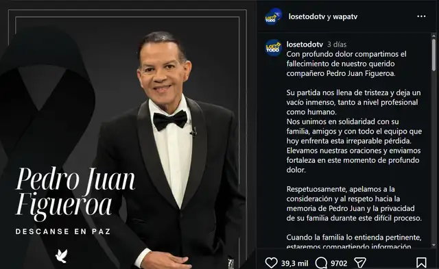  Fallece querido conductor de espectáculos a los 61 años y exponen su última publicación 