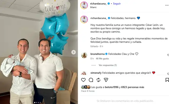 Richard Acuña se emociona con el nacimiento de su sobrino.