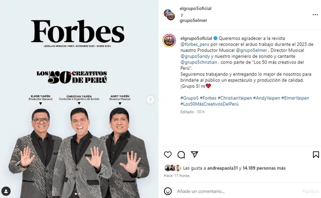 Christian Yaipén y sus hermanos son reconocidos por Forbes Perú.