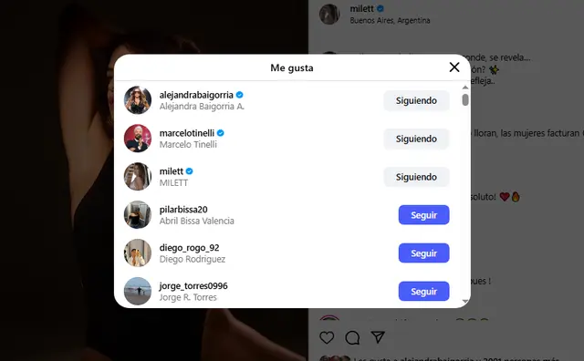 Marcelo Tinelli le da 'corazón' a post de Milett Figueroa. 