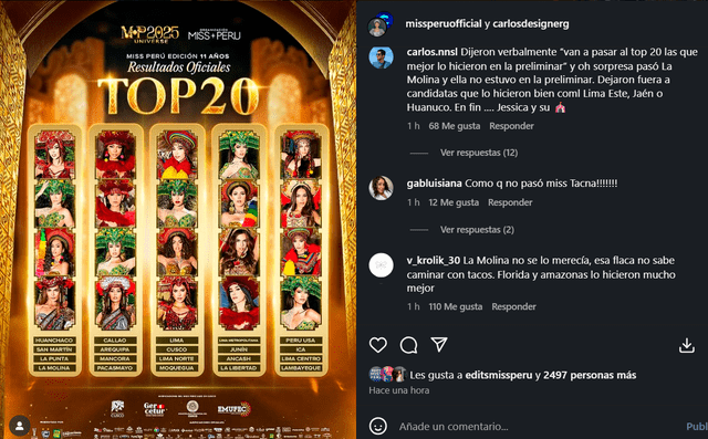 Jimena López Maya es cuestionada por su ingreso al TOP 20 del Miss Perú Jimena López Maya es cuestionada por su ingreso al TOP 20 del Miss Perú