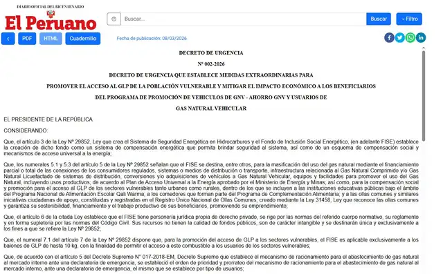 Gobierno oficializa le pago de un bono para taxistas de S/120