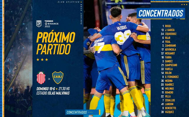 Lista de convocados de Boca Juniors con los peruanos Advíncula y Zambrano. FUENTE: Twitter. 