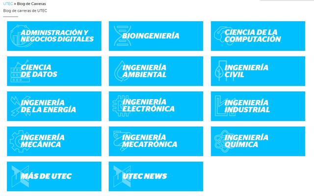  UTEC ofrece doce carreras profesionales. Crédito: Captura UTEC   