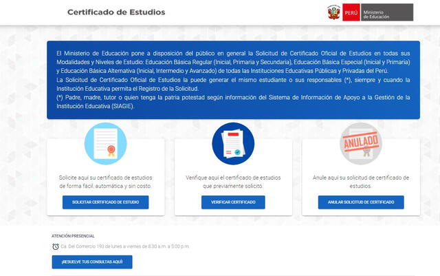 Crédito: Captura plataforma del Minedu   